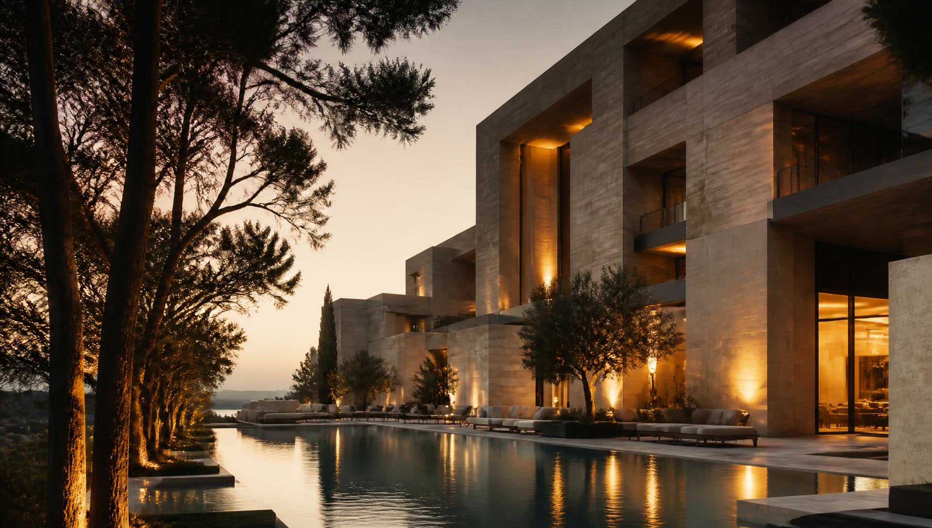Contemporary ALLURE hotel architecture at dusk